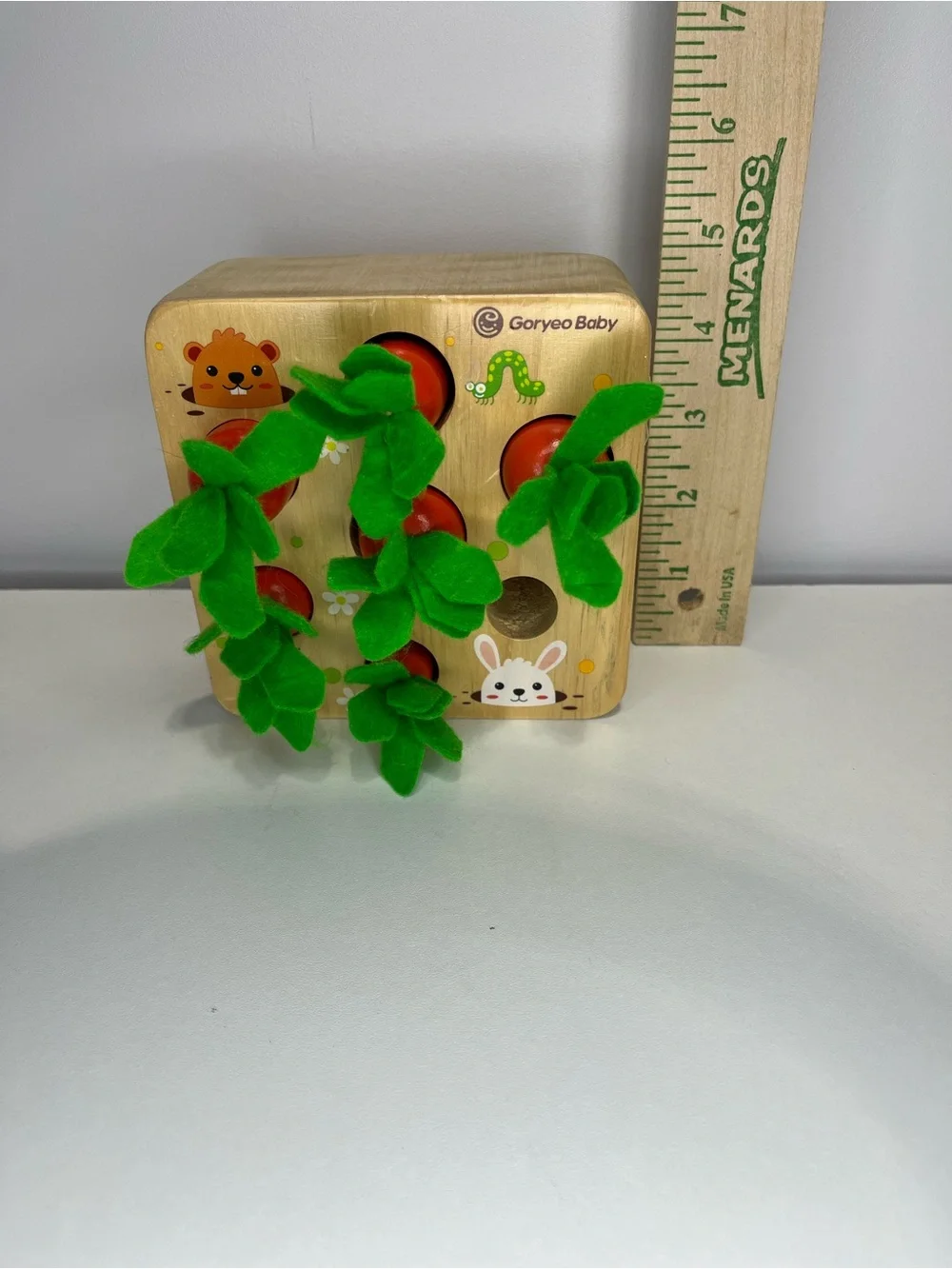 Wooden Pop-Up Garden Toy - Green & Orange Felt Leaves